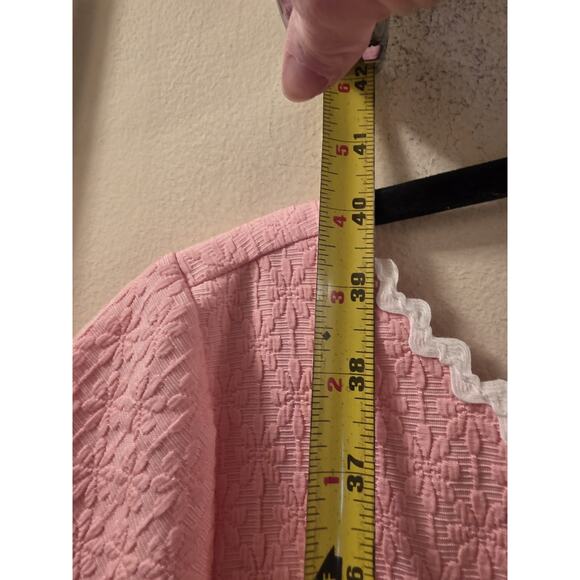 J. Crew Pink Sheath Dress Textured Floral Dress White Rickrack Trim Lined 12 - Picture 5 of 10